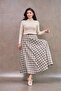 Cream Plaid Four-Piece Skirt - 2