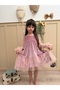 Powder Skirt with Ruffled Hem Long Ruffle Tulle Sleeve Velvet Fabric Girls' Children's Baby Girl Dress - 4