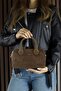 Light Brown Genuine Cowhide Suede Zippered Small Size Daily Shoulder Bag with Hanging Inner Pocket - 3