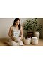 OneDcor Set of 3 Plant Baskets – Woven Cotton Rope Indoor Planters – Rustic Home Floor Decor - 3