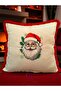 Santa Claus Embroidered Tassel Decorated Duck Fabric Pillow Cover (43 X 43) 1 Piece Without Filling - 2