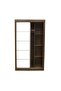 Supreme New 2-Door Compact Sliding Door Wardrobe with Mirrors - Light Walnut Wood, 121x57.5x210cm - 2