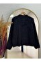 Dasia Oyuk Buttoned Bearded Short Cardigan-Zi̇7007 Black - 5