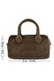 Light Brown Genuine Cowhide Suede Zippered Small Size Daily Shoulder Bag with Hanging Inner Pocket - 7