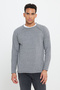 Gray-Ecru Standard Fit Regular Cut Crew Neck Cotton Muline Patterned Knitwear Sweater