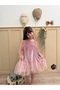 Powder Skirt with Ruffled Hem Long Ruffle Tulle Sleeve Velvet Fabric Girls' Children's Baby Girl Dress - 2