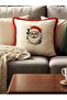 Santa Claus Embroidered Tassel Decorated Duck Fabric Pillow Cover (43 X 43) 1 Piece Without Filling - 4