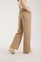 Linen Fabric High Waist Striped Elastic and String Lace-Up Waist Detailed Trousers - 8
