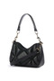 Women's Quilted Leather Metal Logo Patterned Zipper Closure Black Shoulder Bag - 2