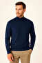 Men's Half Turtleneck Knitwear Sweater Soft Textured Cotton Fine Weave, Long Sleeve Comfortable Regular Fit - L