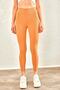 Women's Camel Color Ribbed High Waist Sports and Daily Tights