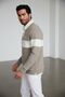 Interview Snap Polo Collar Combination Beige Ecru Sweatshirt - 5