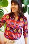 Women's Fuchsia Patterned Long Sleeve Classic Shirt New700-K5225