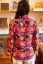 Women's Fuchsia Patterned Long Sleeve Classic Shirt New700-K5225 - 6