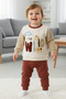 Embroidered Giraffe B Printed Combed Cotton 100% Cotton Baby Boy Children's 2-Piece Set 9