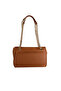 Women's Leather Metal Buckle Closure Adjustable Strap Brown Shoulder Bag - 2