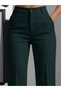 New Season Women's High Waist Imported Crepe Trousers with Pockets Green - 2
