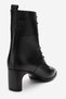 Sudy Black Skin Genuine Leather Lace-Up Women's Block Heeled Boots - 5