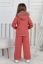 Girl's Warm Plush Collar Ribbed Fabric Set I Zippered Set I Warm and Soft Set - 4