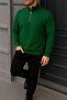 Men's Winter Basic Green Zippered Sweatshirt - 4
