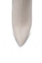 Women's Beige Snakeskin Textured Thin Heeled Boots 9.5 cm Heel Height, Pointed Toe Stylish Design - 6