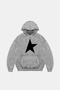 Half Star Printed Oversized Unisex Washable White Hoodie - 2
