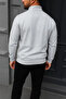 Men's Winter Basic Gray Zippered Sweatshirt - 5