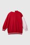 Girl's Red Contrast Color Detailed Right Handle Heart Patterned Fleece Sweatshirt - 2