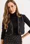 Women's Black Stone Detailed Suede Vest Ylk-19000095 - 4