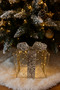 25X25 cm Christmas Gift Package Metal Ornament - Gold Silver Sequined Beaded Luxury Christmas under the Tree Decoration - 4