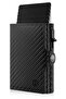 Palermo Carbon Tri-Fold Mechanism Card Holder Genuine Leather Wallet Unisex Women Men Rfid Protected - 4