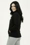 Black Women's Softshell Anti-Peeling Fleece Jacket with 3 Pockets, Full Zipper, Front Panel Detail - 5