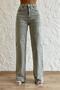 7869 Wide Leg Women's Rose Printed Jean Trousers - 3