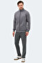 Mendoza I Men's Zippered Mock Neck Pocket Gray Sweatshirt - 7
