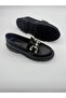 Amaya Black Loafer with Thick Sole and Stone Accessory Detail - 4