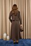 Women's Leopard Detailed Crop Jacket Skirt Set -14408Tks - Brown - 6