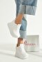 New Season White Hidden Wedge Heeled Sports Shoes Total Height 10 cm - 2
