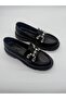 Amaya Black Loafer with Thick Sole and Stone Accessory Detail - 2