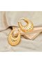 Vintage Gold Color Convex Oyster Steel Earrings - 2
