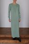 25015 Women's V Pattern Knitted Premium Anti-Pilling Knitwear Long Dress Green - 4