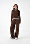 Women's Mock Neck Zipper Closure Striped Ribbed Knit Jacket Pants Double Knitwear Set