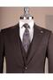 Italian Style S Slim Fit Peaked Lapel Jacket Vest Pants Suit Brown T14860 - 2