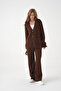 Women's V-Neck Pocket Detail Button Closure Oversized Jacket Pants Two-Piece Knitwear Set - 5
