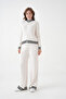 Women's Mock Neck Zipper Closure Striped Ribbed Knit Jacket Pants Double Knitwear Set - 3