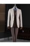 Italian Style S Slim Fit Men's Jacket Vest Pants Suit Beige T14639 - 6