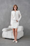 Women's Crew Neck Button Closure Patterned Jacket Skirt Two-Piece Knitwear Set 12308 - 2