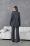 Women's V-Neck Knit Detail Oversized Sweater Pants Two-Piece Knit Set