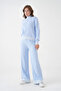 Women's Mock Neck Zipper Closure Striped Ribbed Knit Jacket Pants Double Knitwear Set - 3