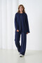 Women's Crew Neck Slit Oversized Sweater Pants Two-Piece Knitwear Set