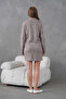 Women's Crew Neck Button Closure Patterned Jacket Skirt Two-Piece Knitwear Set 12308 - 8